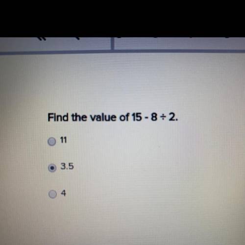 Find the value of 15-8 divided by 2