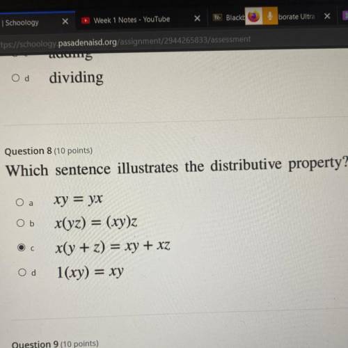 Which sentence illustrates the distributive property?