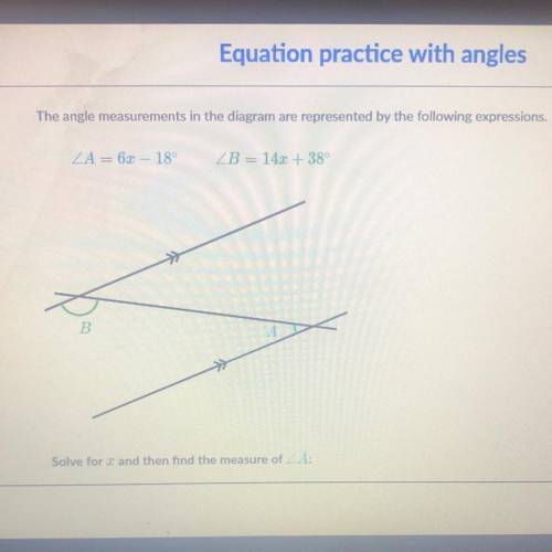 The angle measurements in the diagram are represented by the following expressions.

< B = 14x+
