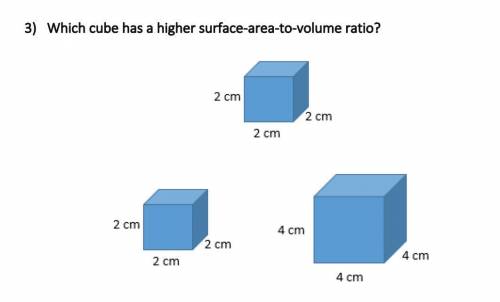 Which cube has a higher surface-area-to-volume ratio?