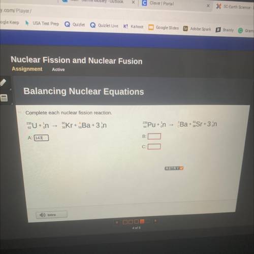 Complete each nuclear fission reaction.