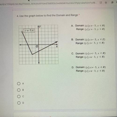 Use graph to find the domain and range please help !