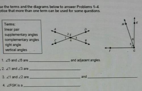1-4 use the terms and the diagrams below to answer problems 1 through 4 notice that more than one t