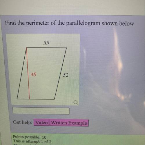 Find the perimeter of the parallelogram shown below