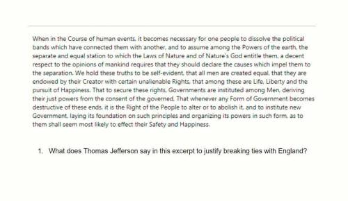 (10 points)read the attachment and answer the question: What does Thomas Jefferson say in this exce