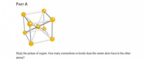 Study the picture of copper. How many connections or bonds does the center atom have to the other a