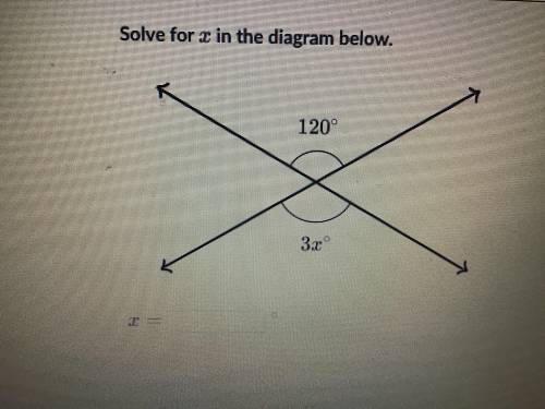 Please help! Solve for x in the diagram below