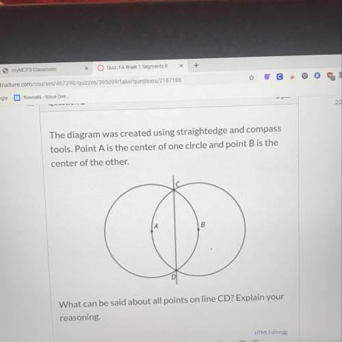 Ussions

les
ole
The diagram was created using straightedge and compass
tools. Point A is the cent