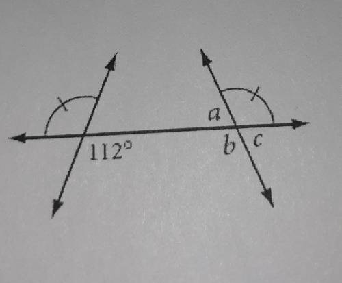 Find the measure of all the missing angles-a,b,c