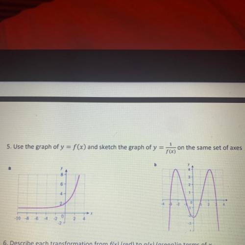 Use the graph of y = f(x) and sketch the graph of y=1/f(x) on the same set axes