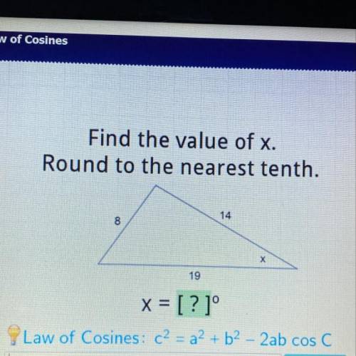 Find the value of x.
Round to the nearest tenth.