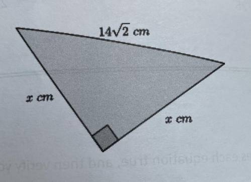 Determine the length of the legs in the right triangle below.