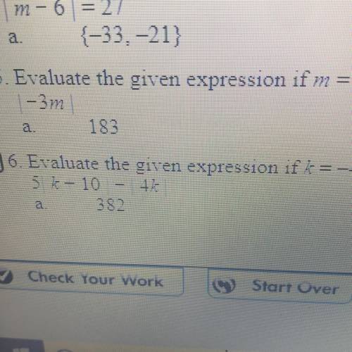 Evaluate the given expression if m = 61.
1-3m
A.189
B.438
C.61
D.-189