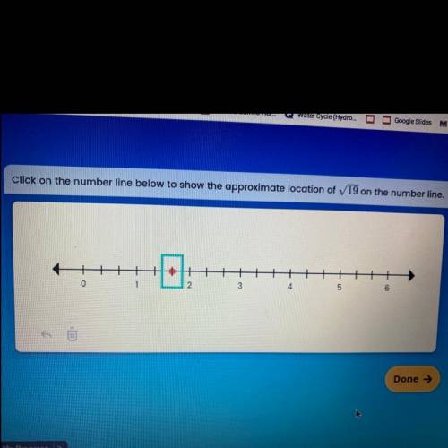 Click on the number line below to show the approximate location of _/19 on the number line help guy