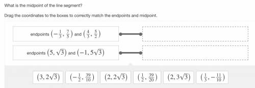 What is the midpoint of the line segment? Drag the coordinates to the boxes to correctly match the