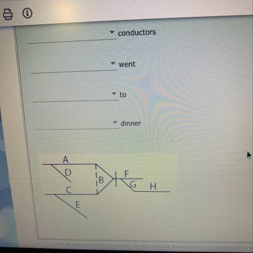 Diagram the sentence.
The engineers and the conductors went to dinner.