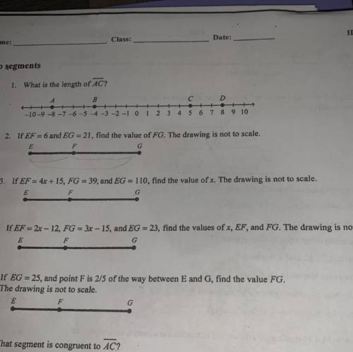 Can someone solve these please using the formula AB | a - b |
And can you show work