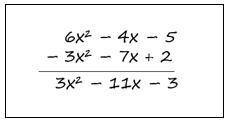 An error has been made in subtracting the two polynomials shown in the work below the problem is (6