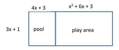 Write and simplify an expression that represents the area of the pool. Use the given figure:
