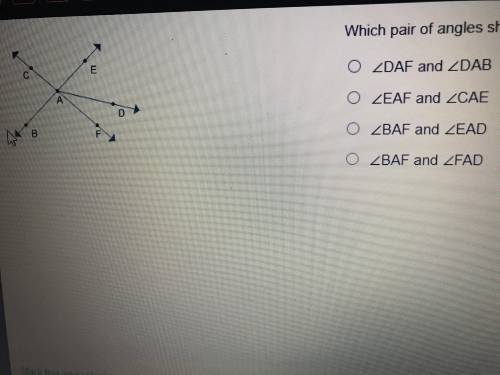 Which set of angles shares rayAF as a common side?