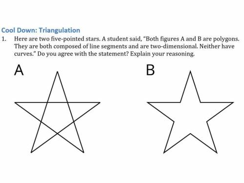 Here are two five-pointed stars. A student said, “Both figures A and B are polygons. They are both