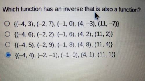 Which function has an inverse that is also a function