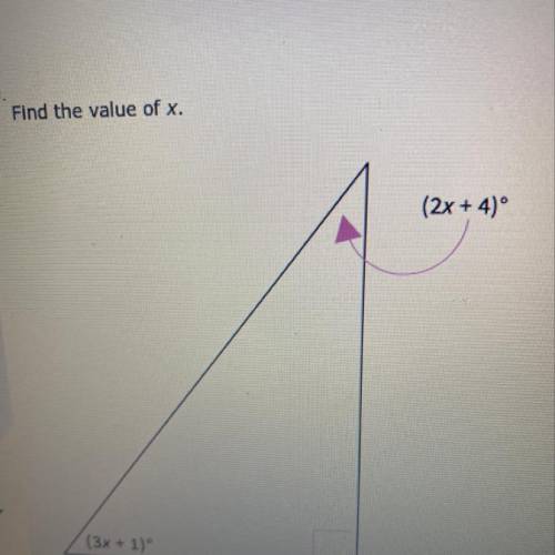Find the value of x.
(2x + 4)
(3x + 1)