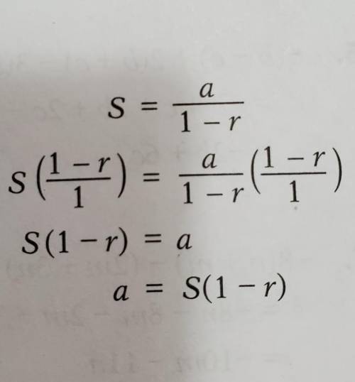 Where does the 1 come from in this problem? The one that is under 1-r. We needed to solve for a? I'