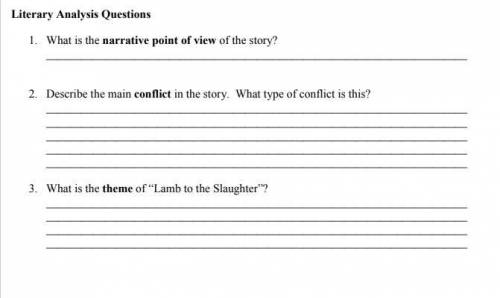 Please help) Three questions about lamb to the slaughter by Roald dahl in the pic