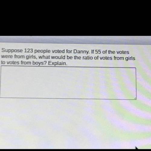 Suppose 123 people voted for Danny if 55 of the votes were from girls what would be the ratio of vo