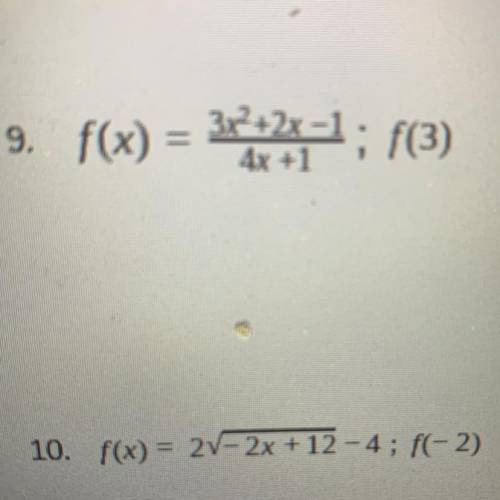 Use the given function to evaluate for the given value of x