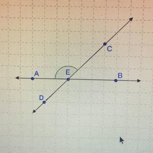 Which point represents the vertex of the marked angle?
A. a 
B. e
C. c
D. b