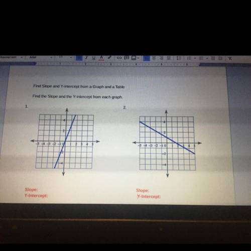 I have to find the slope and the y-intersect from these graphs. It would mean alot if someone could