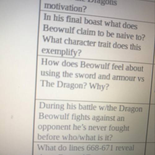 I need someone to help with the first 2 questions. Beowulf