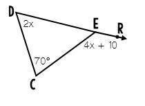 Use exterior angles to solve for interior angles.