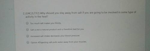 Why should you stay away from salt if you are going to be involved in some type of activity in the