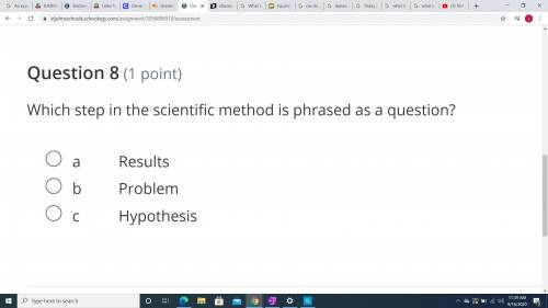 Which step in the scientific method is phrased as a question?