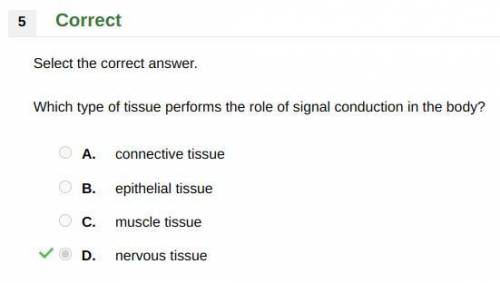Which type of tissue performs the role of signal conduction in the body?

A. connective tissue
B.