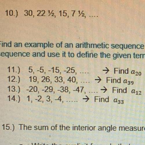 Find an example of an arithmetic sequence that has an explicit pattern. Then determine the formula