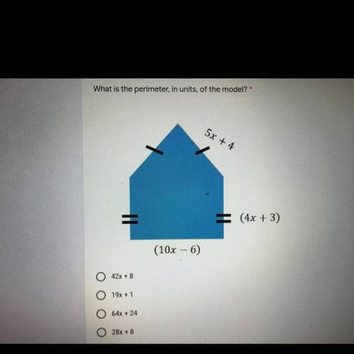 What is the perimeter, in units, of the model?