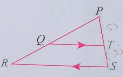 In the triangle PRS, QT and RS are two parallel vectors. Given that PT : TS = 5:3, express SR in te
