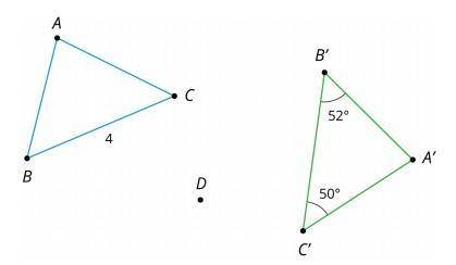In the picture triangle A'B'C' is an image of triangle ABC after a rotation. The center of rotation