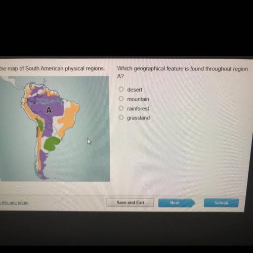 Examine the map of South American physical regions.

Which geographical feature is found throughou