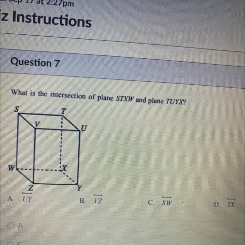 What is the intersection of plane STXW and plane TUYX?