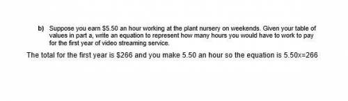 NEED HELP ASAP

c) Solve the equation you wrote in part b to find how many hours you would hav
