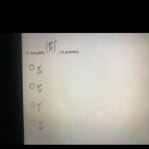 Simplify (6^5/7^3)^2