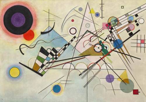 What 5 techinques used in Wassily Kandinsky's artwork below. FAST PLEASE. Use art words if possible