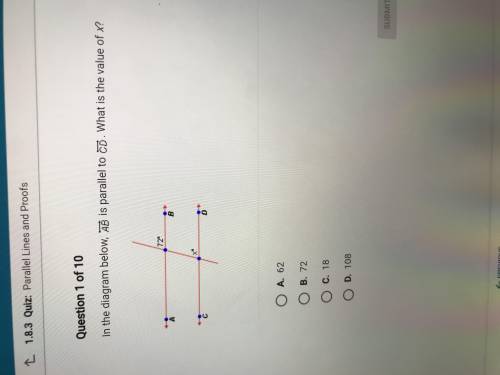 In the diagram below AB is parallel to CD. What is the value of X?