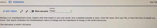 I just need like 2 sentences and an example o whateva

Biology is an interdisciplinary study. Expl