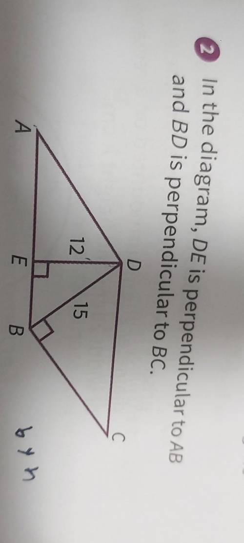 Given that the area of the parallelogram is

300 cm, DE = 12 cm and BD = 15 cm, find theperimeter